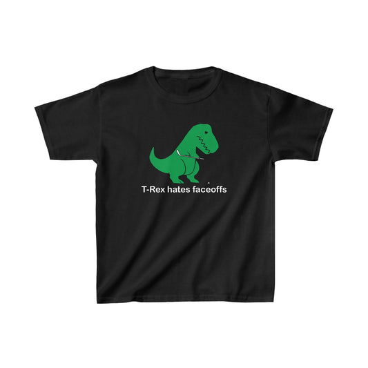 T-Rex Hates Faceoffs - Kids Shirt